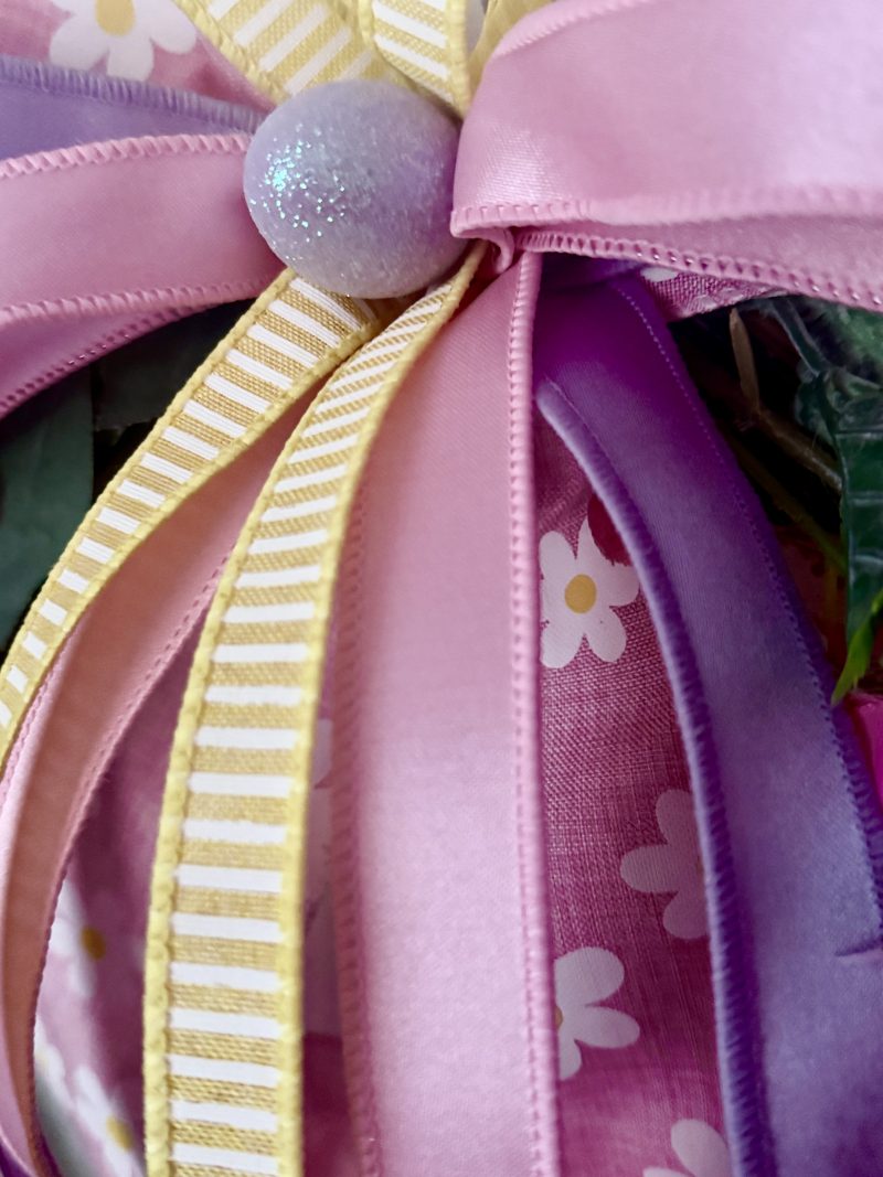 Grapevine Easter Wreath with Handmade Eggs and Luxury Ribbon, 60cm x 50cm