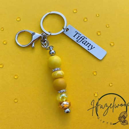 Personalised engraved beaded keyring