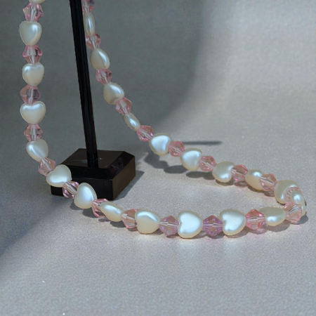 Dainty Pink Heart Dog Jewellery | 16" Coquette Aesthetic Pet Necklet