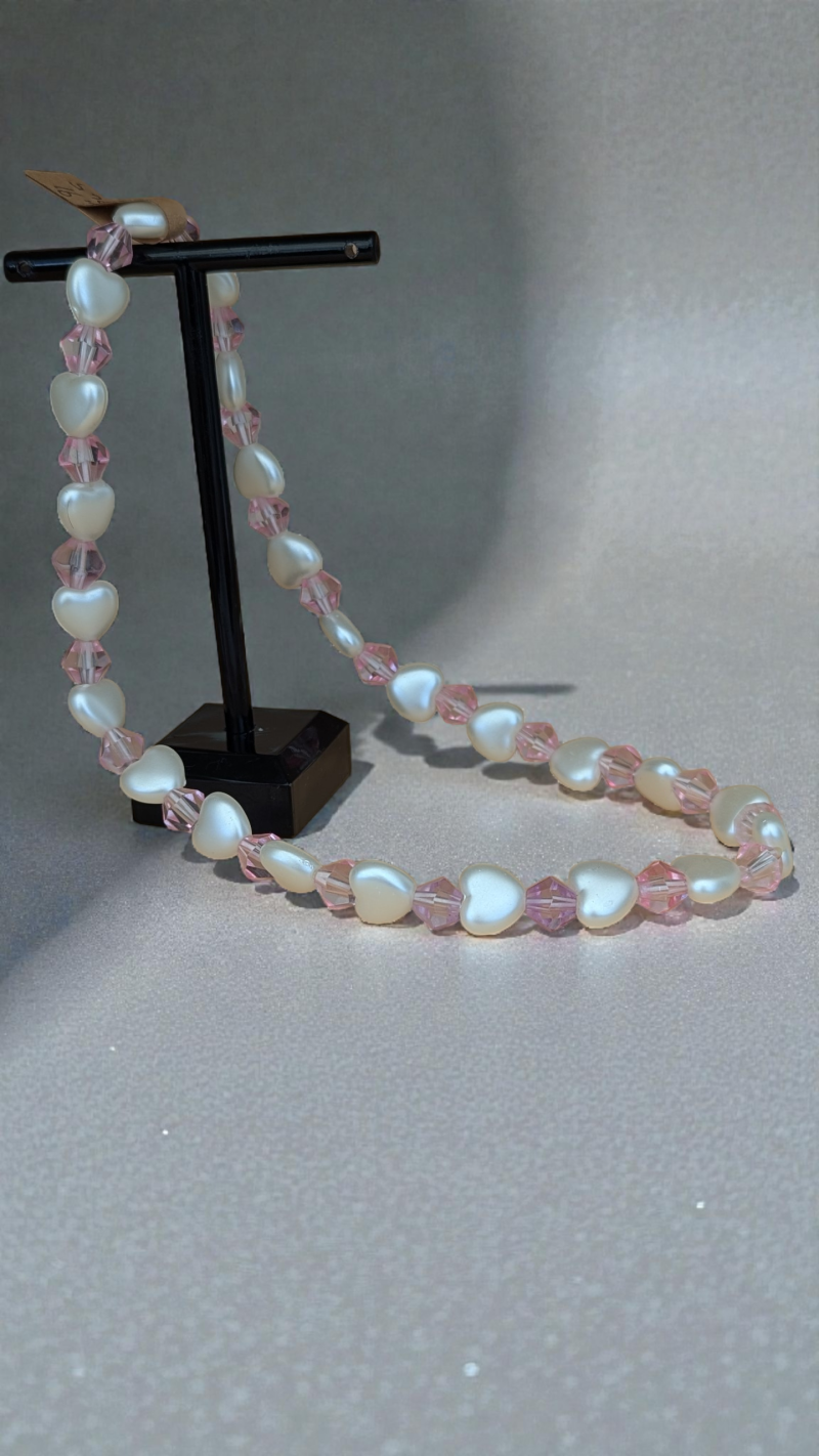 Dainty Pink Heart Dog Jewellery | 16" Coquette Aesthetic Pet Necklet