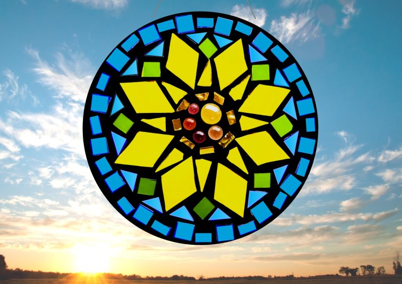 Sunflower Stained Glass Mosaic Mandala Sun Catcher Kit
