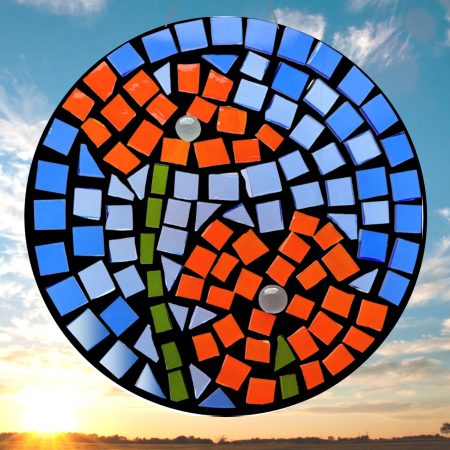 Poppy Stained Glass Mosaic Sun Catcher Kit ~ Choose circle or rectangle