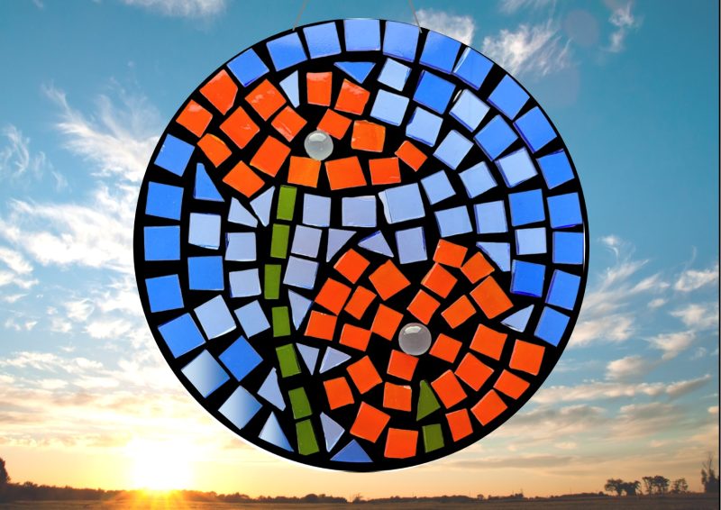 Poppy Stained Glass Mosaic Sun Catcher Kit ~ Choose circle or rectangle
