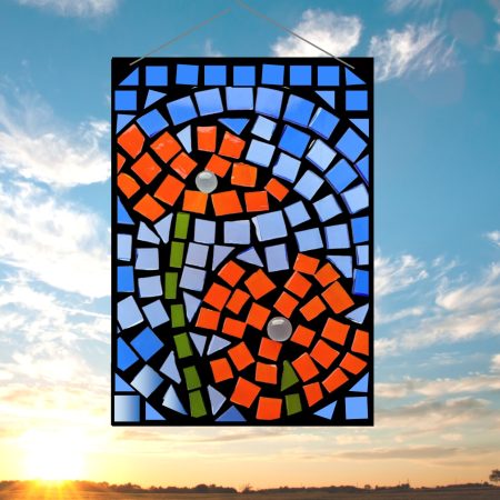 Poppy Stained Glass Mosaic Sun Catcher Kit ~ Choose circle or rectangle
