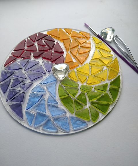 Rainbow Swirl Mosaic Mandala Kit — DIY Stained Glass Craft Project