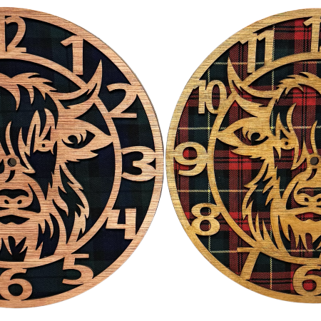 Tartan highland cow clock