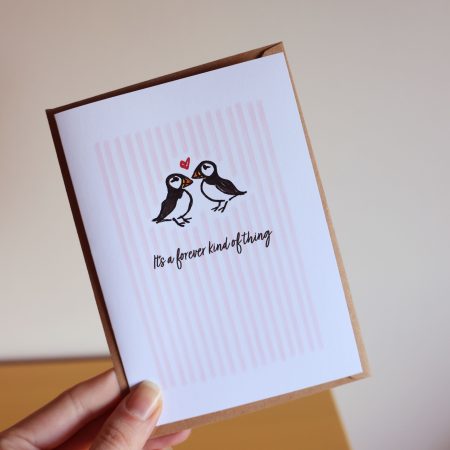 Hand Drawn Puffin Anniversary Card | It's a forever kind of thing