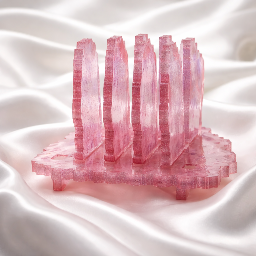 Blush Bloom Resin Coaster Set x 4