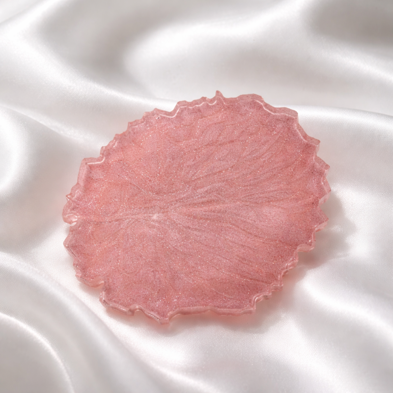 Baby Pink Resin Coaster Set x 4 with Holder