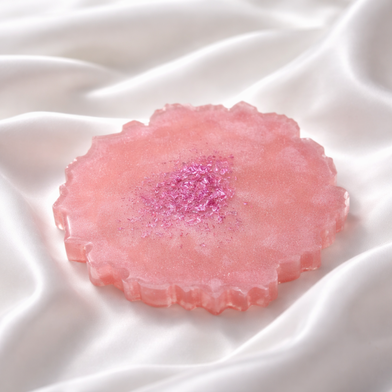 Baby Pink Resin Coaster Set x 4 with Holder