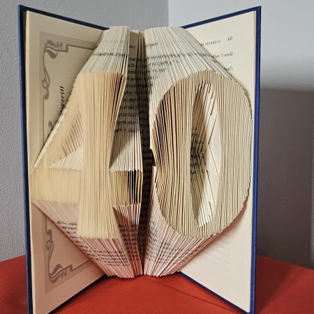 Hand Folded Book Art for 40th Birthday, Recycled Book Gift.