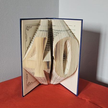 Hand Folded Book Art for 40th Birthday, Recycled Book Gift.