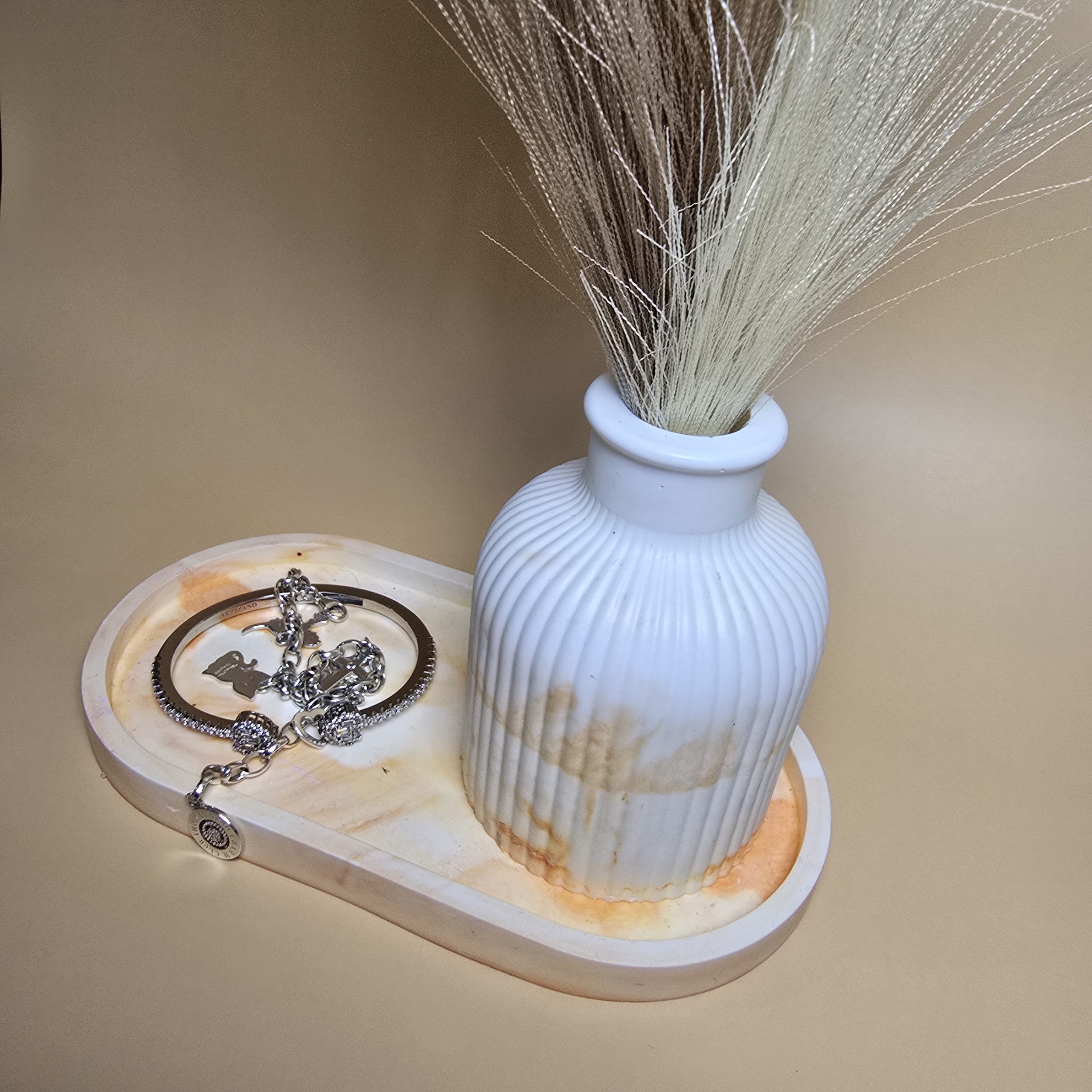 Sunset Marble Jewellery Tray & Pot Set