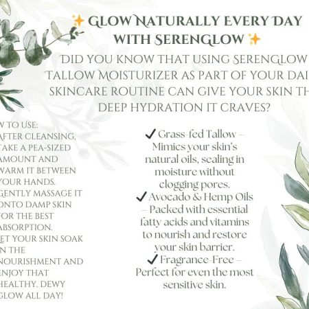 "SerenGlow" All Natural Tallow cream, Deep Hydration