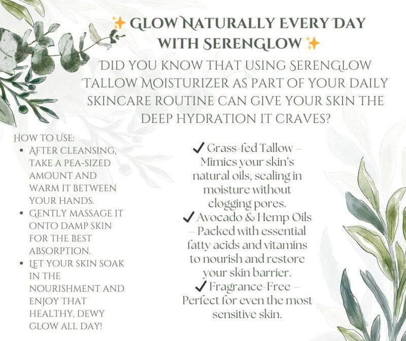"SerenGlow" All Natural Tallow cream, Deep Hydration