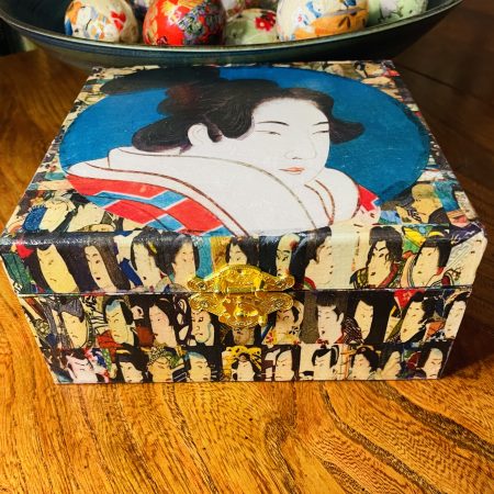 Japanese Collection: Japanese face print” Découpage Wooden box