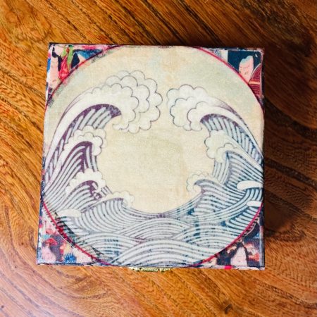 Japanese Collection: Japanese Wave “Seigaiha,” Découpage Wooden box