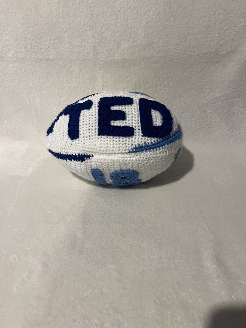 Crocheted rugby ball