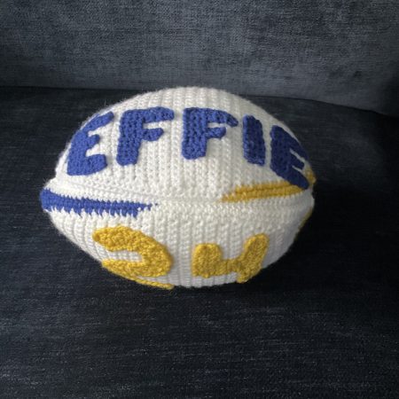 Crocheted rugby ball