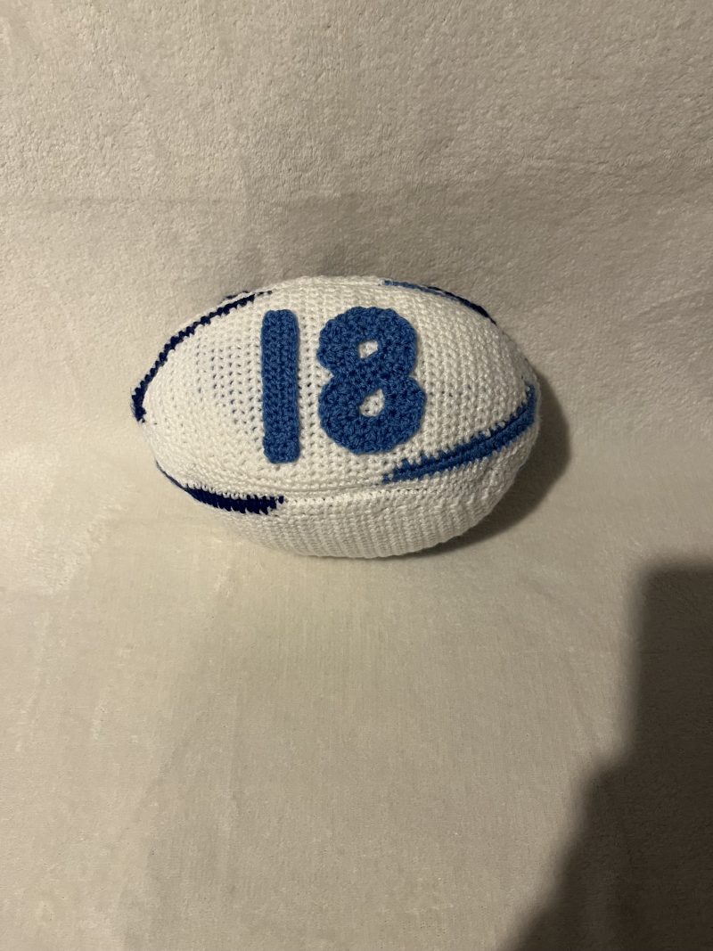 Crocheted rugby ball
