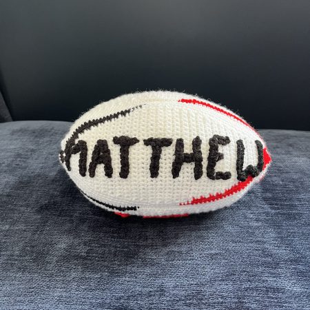 Crocheted rugby ball