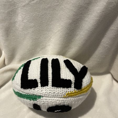 Crocheted rugby ball