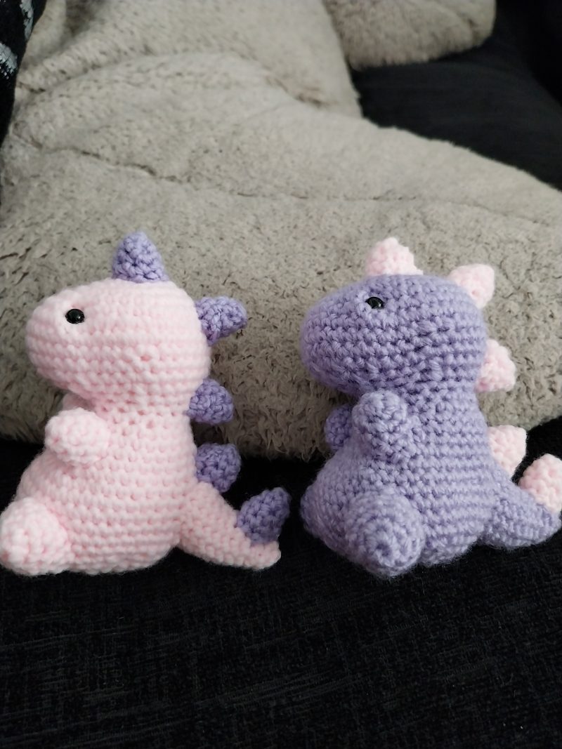 Crocheted dinosaur plushie