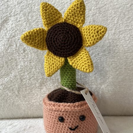Crocheted flower in a pot