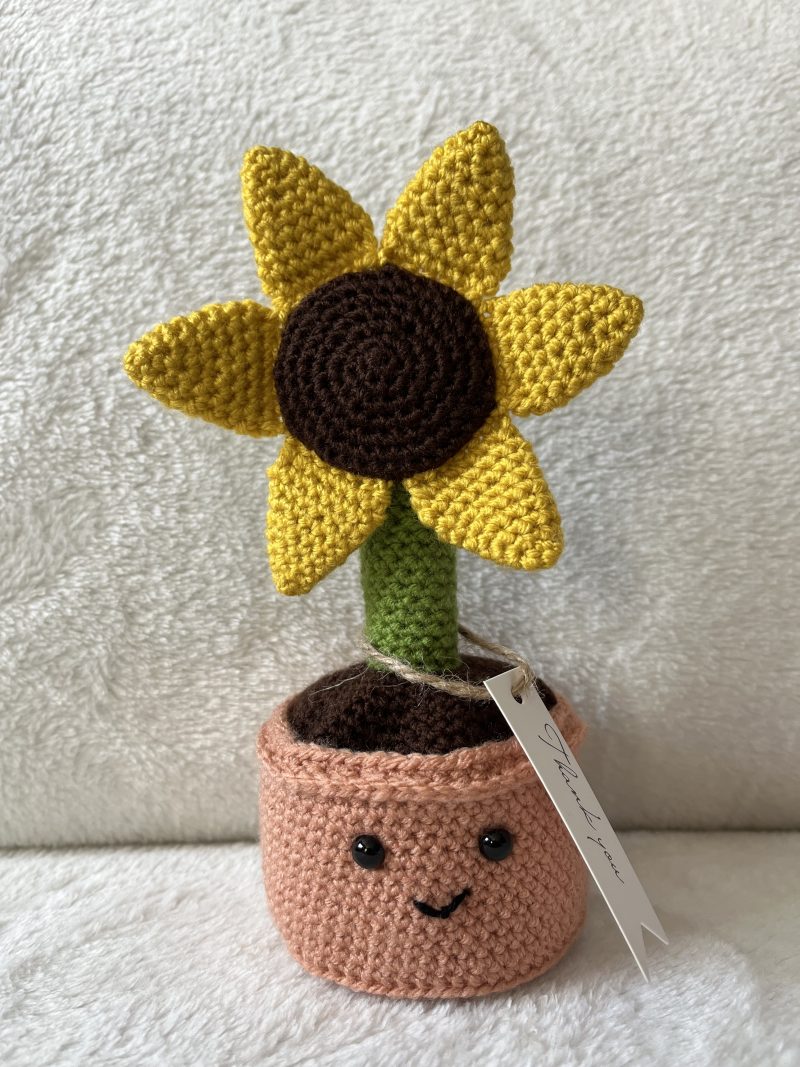 Crocheted flower in a pot