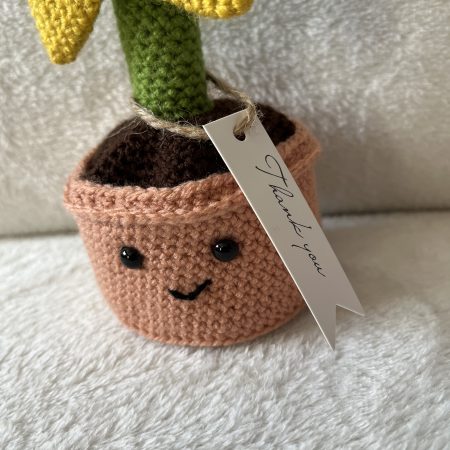 Crocheted flower in a pot