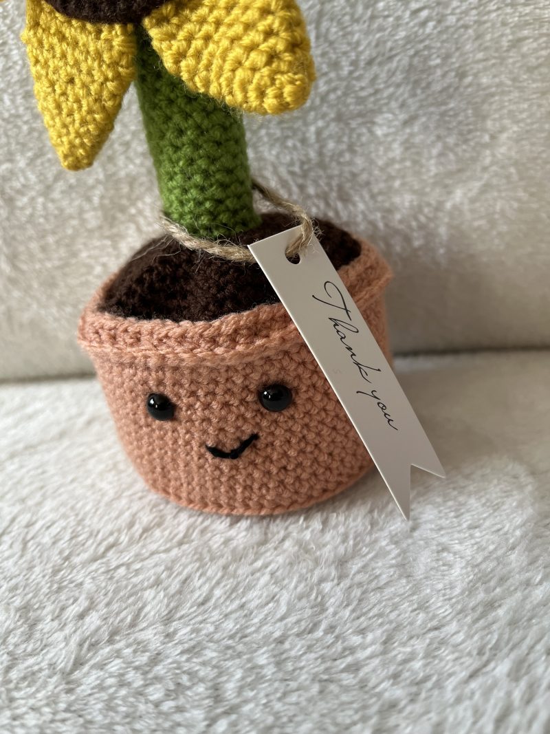 Crocheted flower in a pot