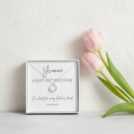 50th Birthday Necklace Milestone Personalised Gift In Sterling Silver