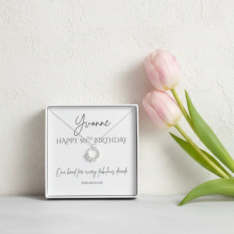 50th Birthday Necklace Milestone Personalised Gift In Sterling Silver