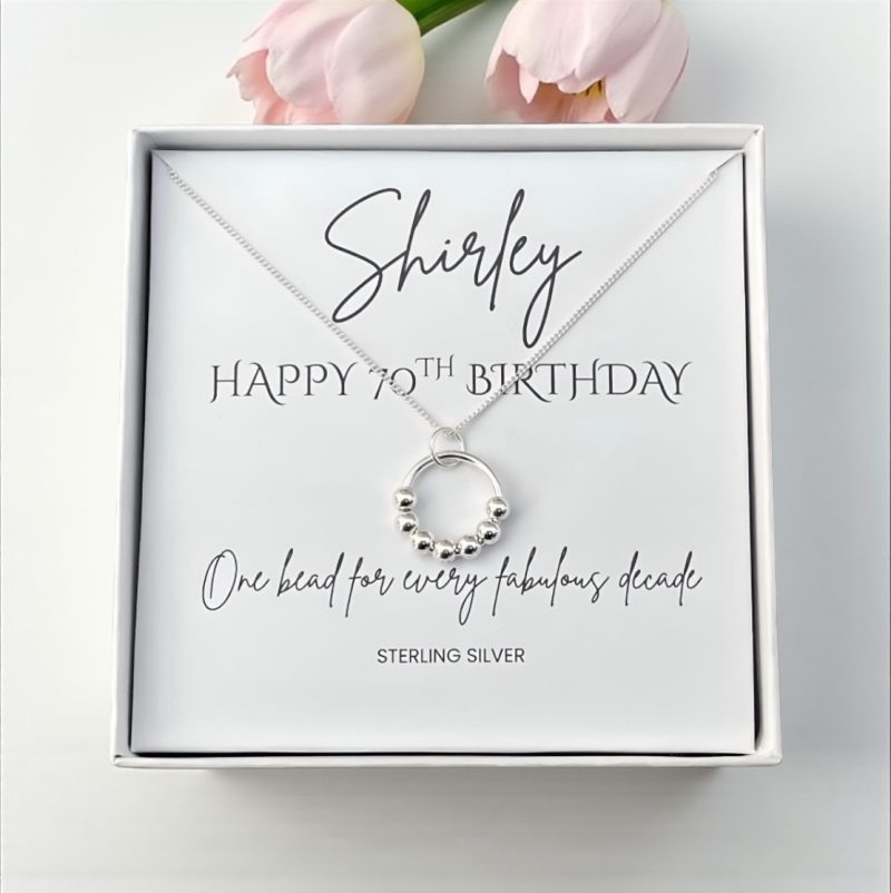 70th Birthday Necklace Milestone Personalised Gift In Sterling Silver