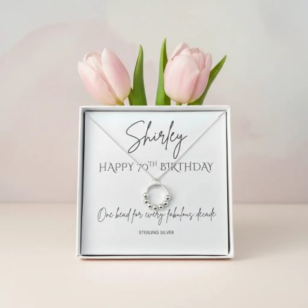 70th Birthday Necklace Milestone Personalised Gift In Sterling Silver