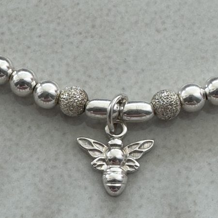 Sterling Silver Stacking Bracelet with a bee charm