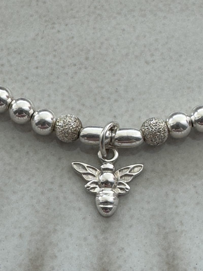 Sterling Silver Stacking Bracelet with a bee charm