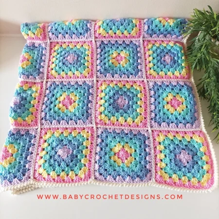 Crochet Rainbow Granny Square Blanket