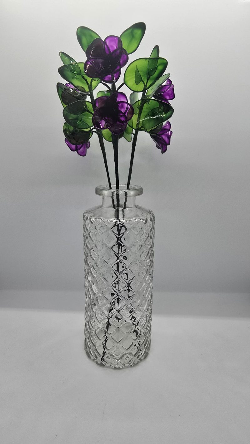Glass Resin Wire Art Stems With Vase Included