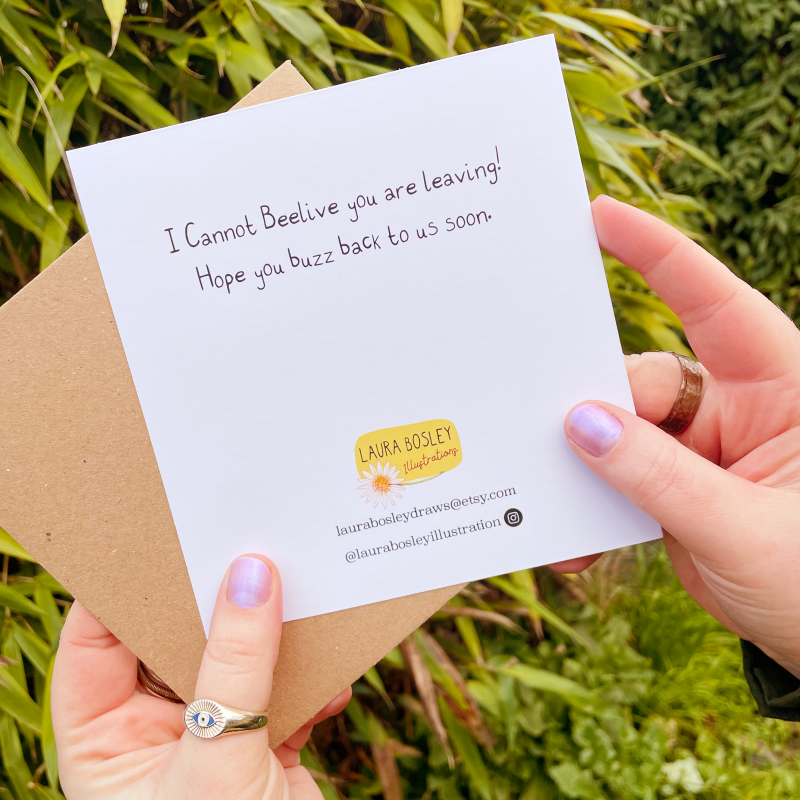 You'll Bee Missed | Leaving Card | Goodbye | Bon Voyage | Bumble Bee & Suitcase | Greetings Card