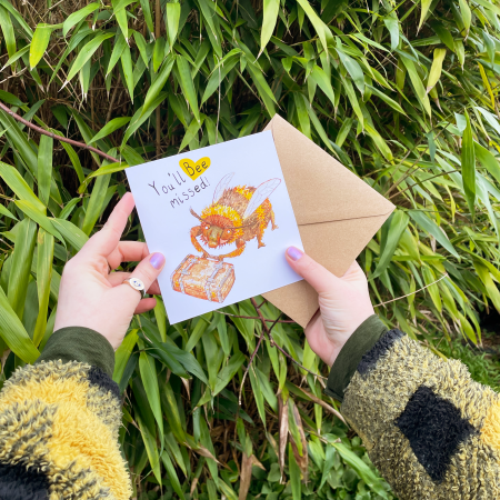 You'll Bee Missed | Leaving Card | Goodbye | Bon Voyage | Bumble Bee & Suitcase | Greetings Card