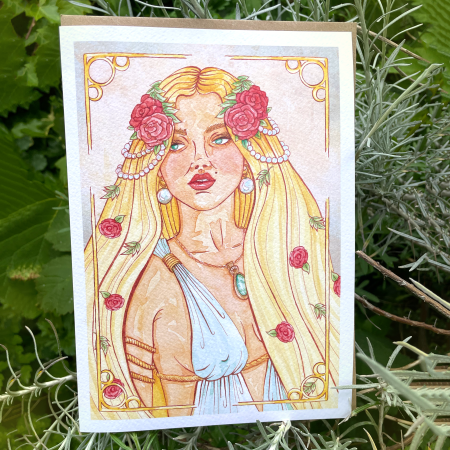 Aphrodite Goddess Card | Devine Feminine | Large Art Card | Fertility & Love | Watercolour