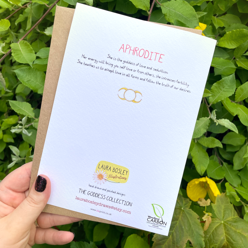 Aphrodite Goddess Card | Devine Feminine | Large Art Card | Fertility & Love | Watercolour