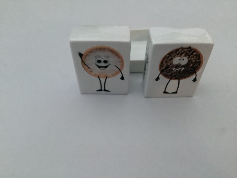 Decoupage Glass Salt and Pepper Pots with Illustrated Labels