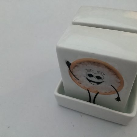 Decoupage Glass Salt and Pepper Pots with Illustrated Labels