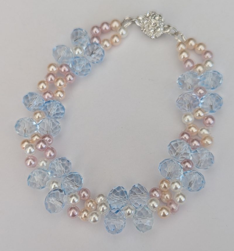 Pastel Floral Crystal & Pearl Beaded Bracelet