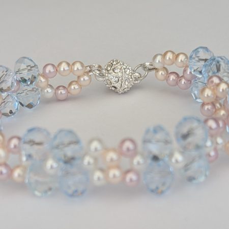 Pastel Floral Crystal & Pearl Beaded Bracelet