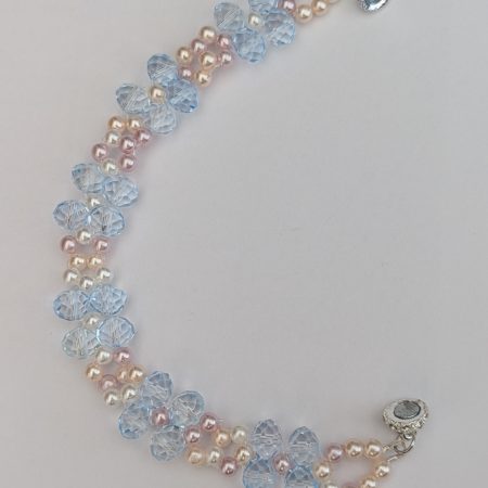 Pastel Floral Crystal & Pearl Beaded Bracelet