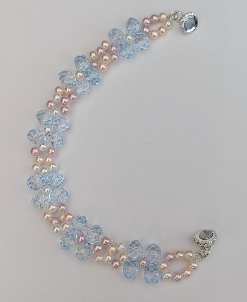 Pastel Floral Crystal & Pearl Beaded Bracelet