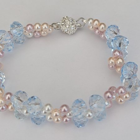 Pastel Floral Crystal & Pearl Beaded Bracelet